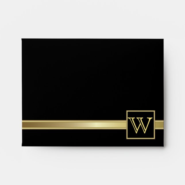 Executive Black with Gold | Monogram Plate Envelope (Front)