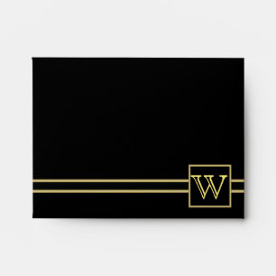 Executive Black with Gold   Monogram Plate Envelopes
