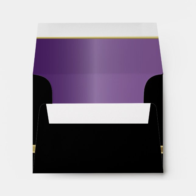 Executive Black with Gold Monogram Plate | Purple Envelopes (Back (Bottom))