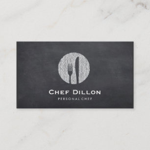 Executive Chef Chalkboard Fork and Knife Catering Business Card