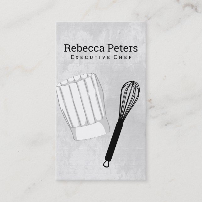 Executive Chef | Chef Hat and Whisk Business Card (Front)