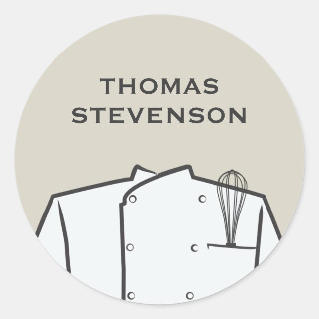 Executive Chef Culinary, Uniform with Whisk Classic Round Sticker (Front)