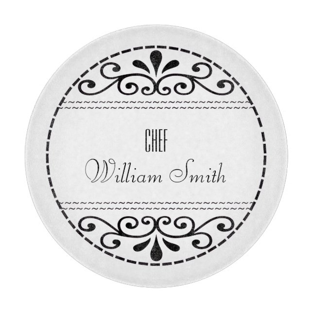 Executive Chef Filigree Glass Cutting Board (Front)