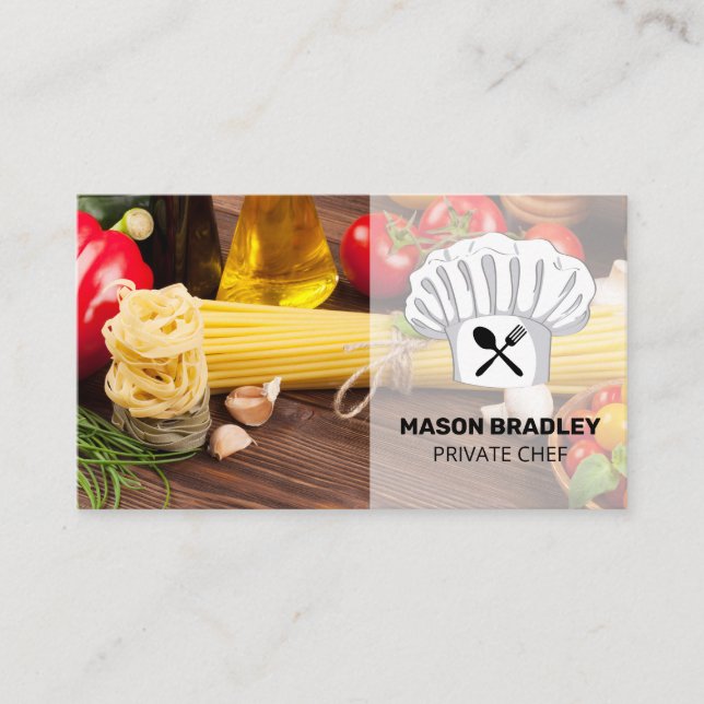 Executive Chef Food on Table Business Card (Front)
