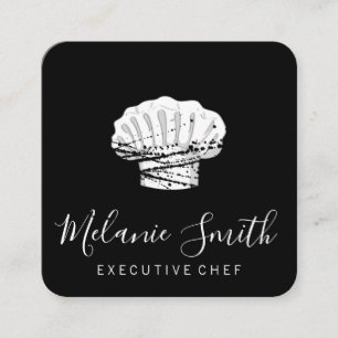 Executive Chef Hat and Knife Square Business Card