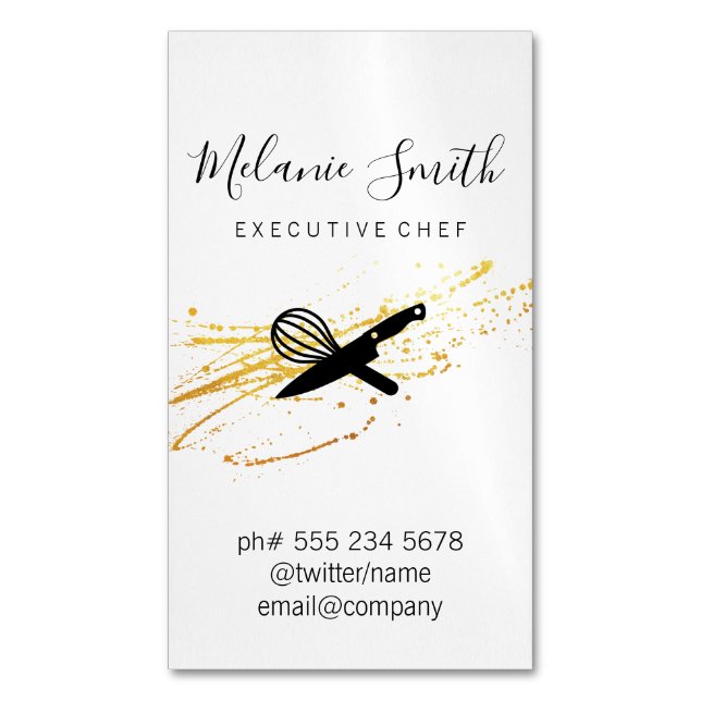 Executive Chef Magnetic Business Card (Front Vertical)