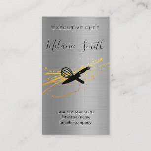 Executive Chef   Metallic Background Business Card