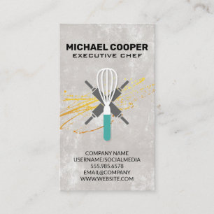 Executive Chef   Rolling Pins and Whisk Business Card