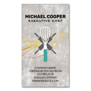 Executive Chef   Rolling Pins and Whisk Magnetic Business Card