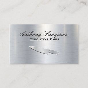 Executive Chef Silver Metallic Gloss Background Business Card