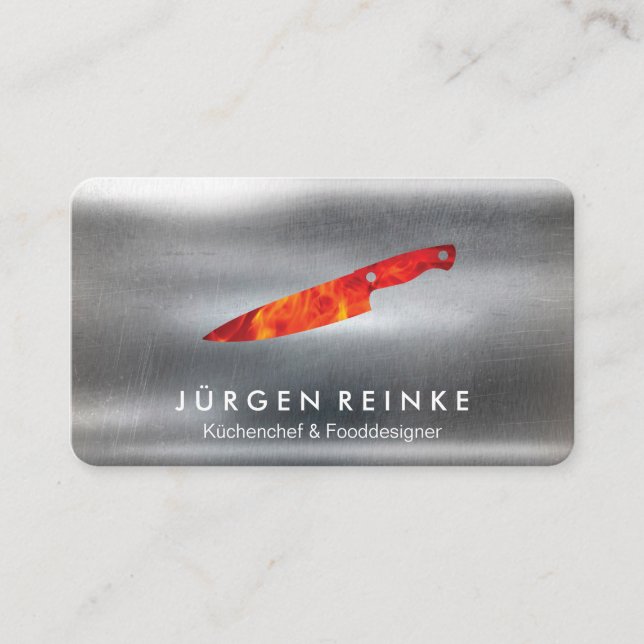 Executive Chef Slate Fire Knife Business Card (Front)