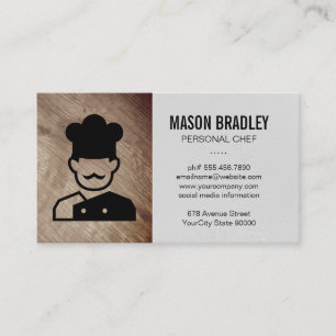 Executive Chef   Wood Background Business Card