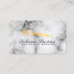 Executive Culinary Master   Gold Whisk Marble Business Card
