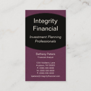 Executive Curves Business Card, Eggplant Card