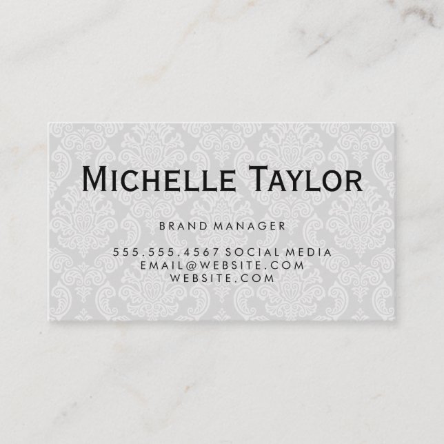 Executive Damask Pattern Business Card (Front)
