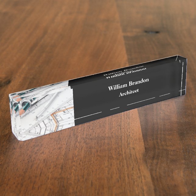 Executive Desk Plaque For An Architect Nameplate (Side)