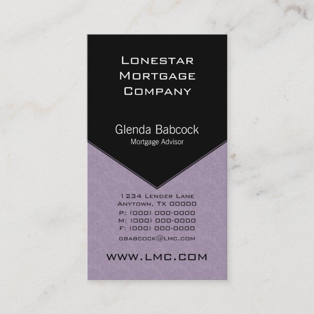 Executive Edge Business Card, Lilac Card (Front)