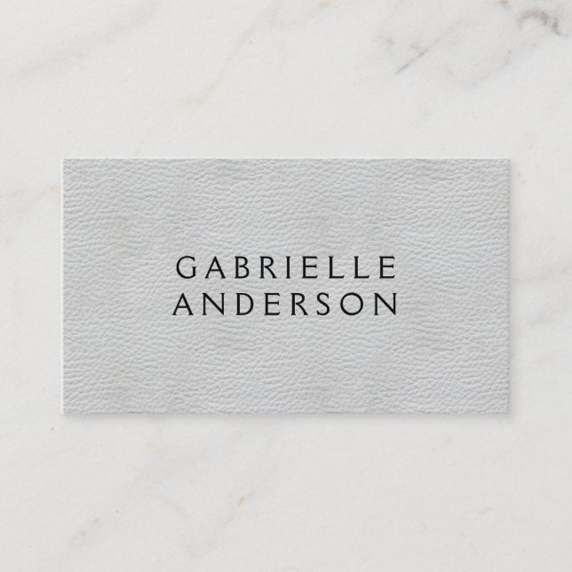 Executive Elegant Grey Leather Business Card (Front)