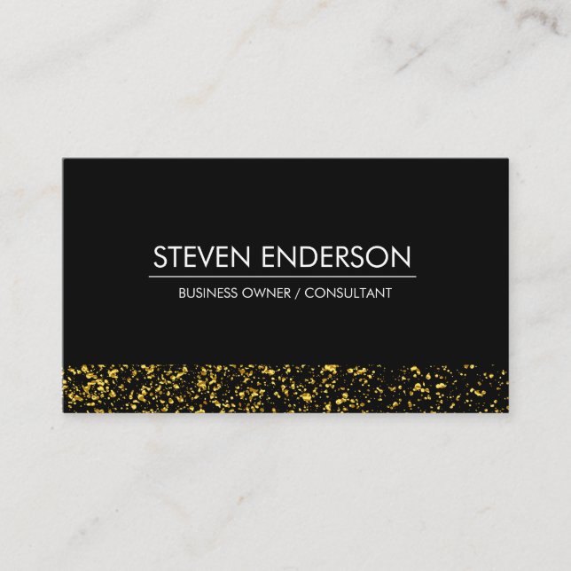Executive Gold Dust Trim Black Sleek Business Card (Front)