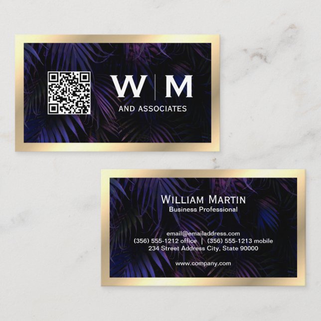Executive Gold Monogram | QR CODE Business Card (Front/Back)