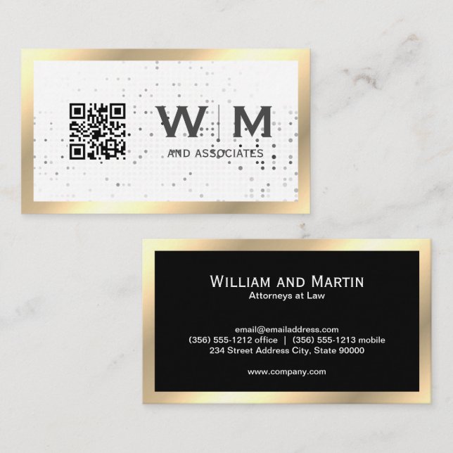 Executive Gold Monogram | QR CODE Business Card (Front/Back)