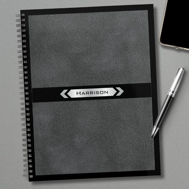 Executive Gray Black Minimalist Name Professional  Planner (The ultimate high-end accessory for the modern executive)