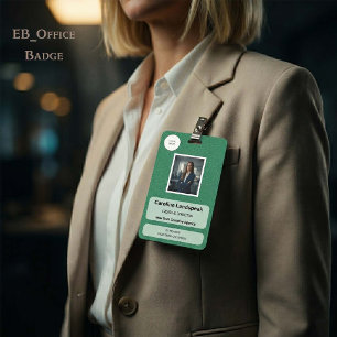 Executive Green Leather Texture Custom Logo Photo  ID Badge