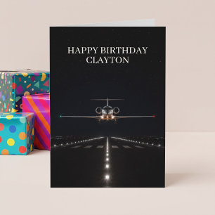 Executive Luxury Jet Arrival After Hours Birthday Card