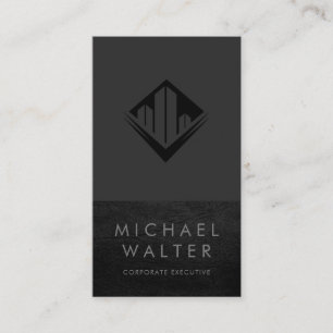Executive Minimalist   Leather Trim Business Card