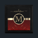 Executive Monogram | Black and Red Gift Box<br><div class="desc">Keepsake Gift Box. Gift Box ready for you to personalise. 📌If you need further customisation, please click the "Click to Customise further" or "Customise or Edit Design" button and use our design tool to resize, rotate, change text colour, add text and so much more. ⭐This Product is 100% Customisable. Graphics...</div>