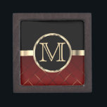 Executive Monogram | Black and Red Gift Box<br><div class="desc">Keepsake Gift Box. Gift Box ready for you to personalise. 📌If you need further customisation, please click the "Click to Customise further" or "Customise or Edit Design" button and use our design tool to resize, rotate, change text colour, add text and so much more. ⭐This Product is 100% Customisable. Graphics...</div>