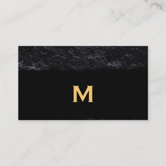 Executive Monogram on Slate Gold Brushed Business Card (Front)