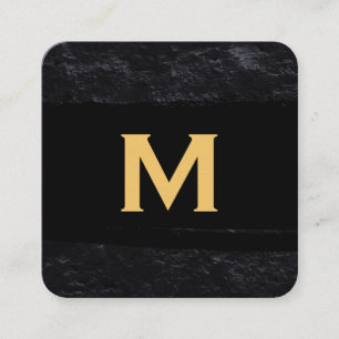 Executive Monogram   Slate Brushed Square Business Card