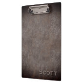 Executive Monogrammed Rustic Brown Leather Look Clipboard (Left)