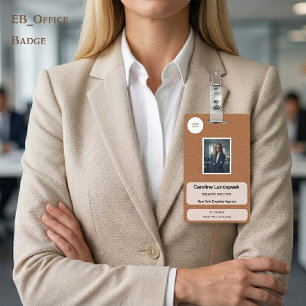 Executive Natural Brown Leather Custom Logo Photo  ID Badge