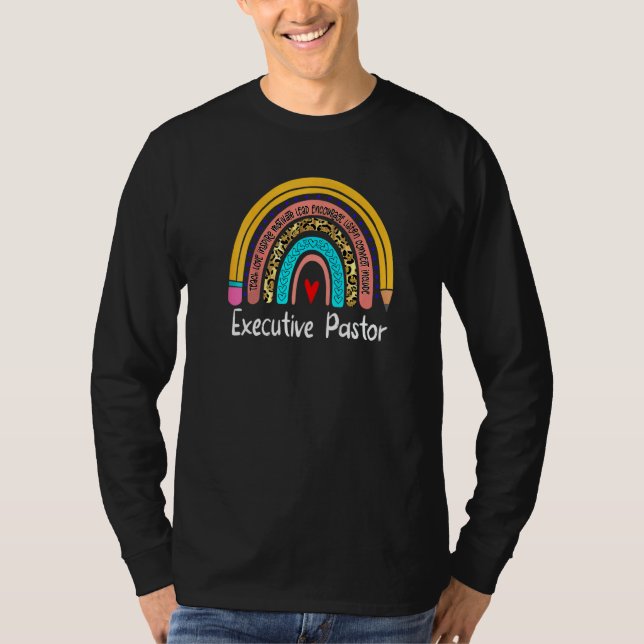 Executive Pastor Leopard Rainbow Back To School Te T-Shirt (Front)