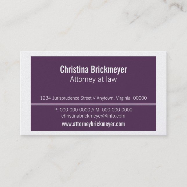 Executive Professional Business Card, Eggplant Business Card (Front)