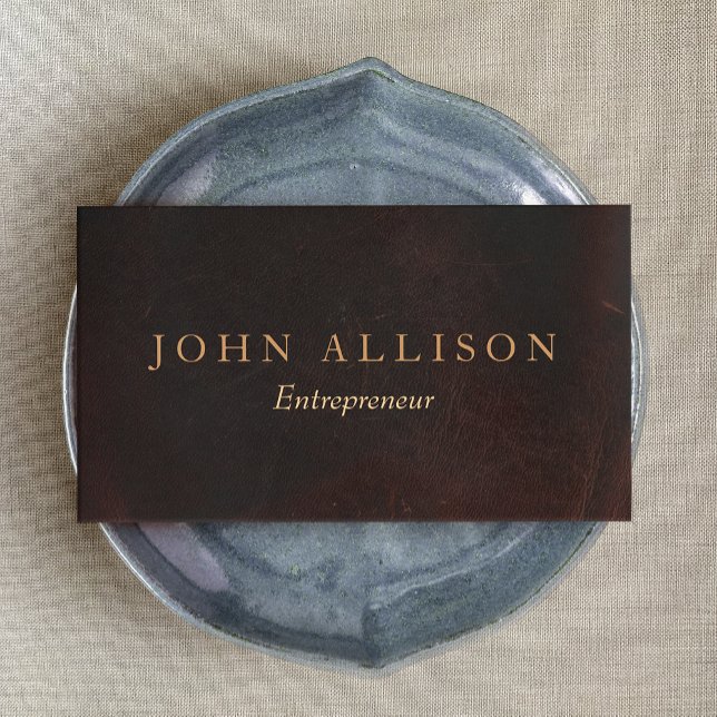 Executive Professional Vintage Brown Leather Business Card (Creator Uploaded)