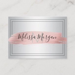 Executive Rose Gold Foil Silver Monogram Business Card