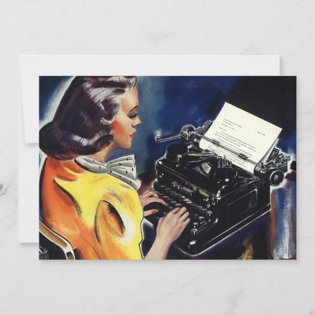  Executive Secretary Typing Letter Office Party Invitation (Front)