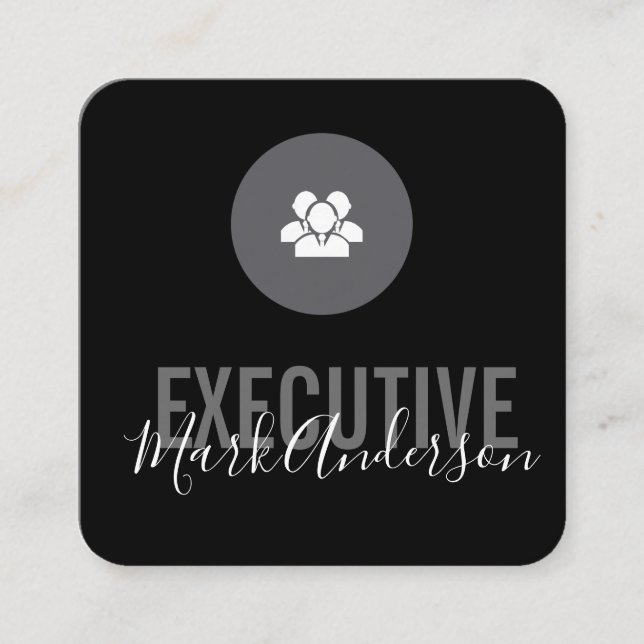 Executive Signature Series Marketing Icon Square Business Card (Front)