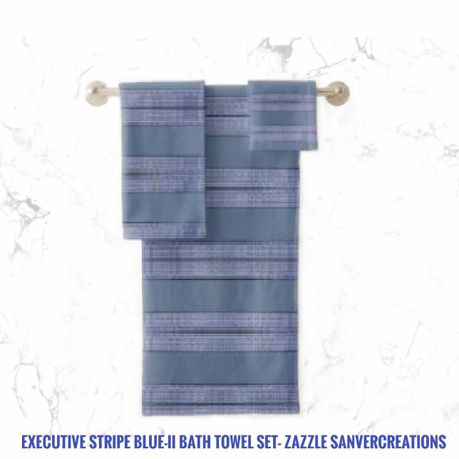 Executive Striped Blue II  Bath Towel Set (Creator Uploaded)