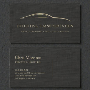 Executive Transport Luxury Linen Black & Gold Business Card