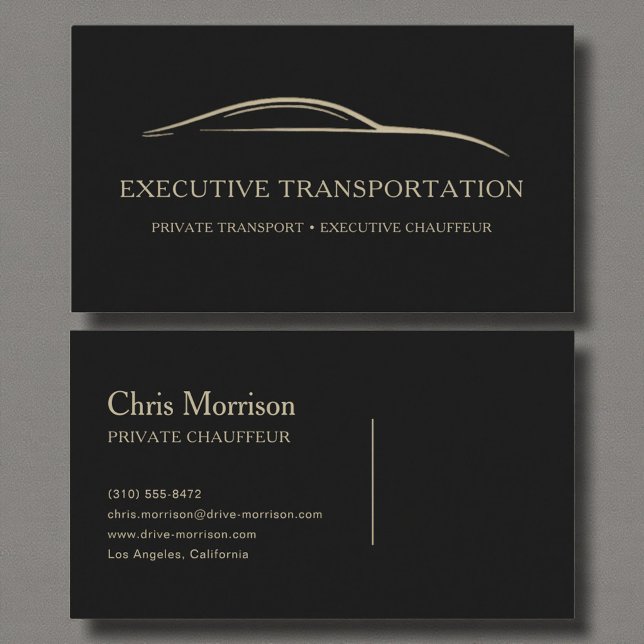 Executive Transport Modern Black & Gold Business Card (Creator Uploaded)
