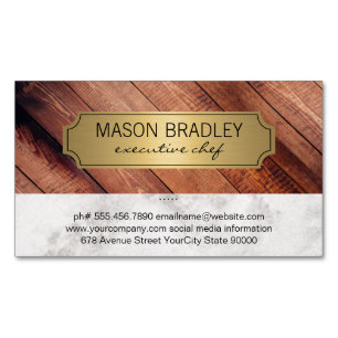 Executive Wood and Marble Gold Frame Magnetic Business Card