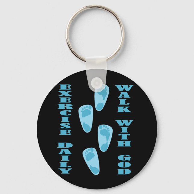 Exercise Daily - Walk with God (Matt 11:28-30) Key Ring (Front)