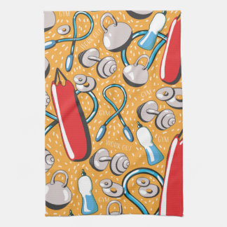 Exercise pattern tea towel