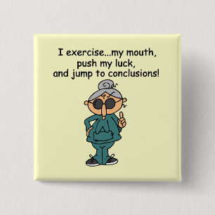 Exercise, Push, Jump Humour 15 Cm Square Badge
