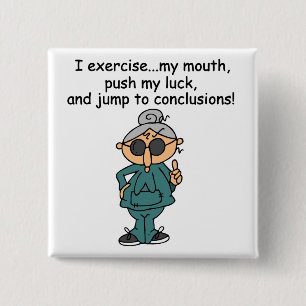 Exercise, Push, Jump Humour 15 Cm Square Badge