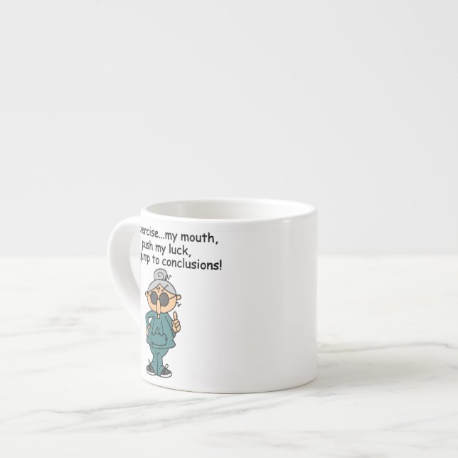 Exercise, Push, Jump Humour Espresso Cup (Front Left)